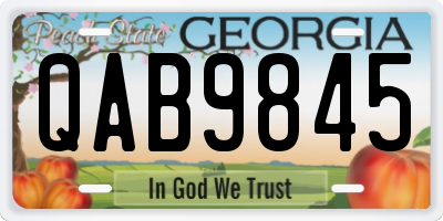 GA license plate QAB9845