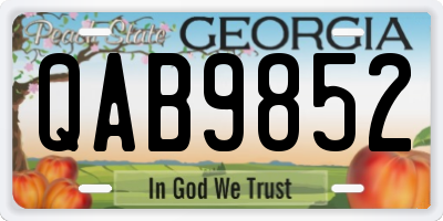 GA license plate QAB9852