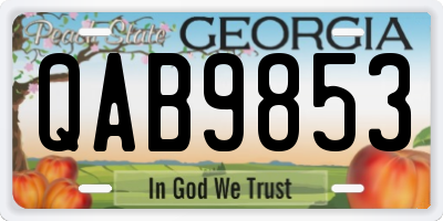 GA license plate QAB9853