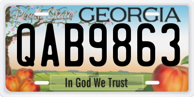 GA license plate QAB9863
