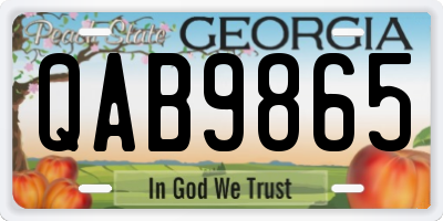 GA license plate QAB9865