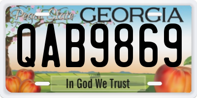 GA license plate QAB9869
