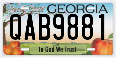 GA license plate QAB9881