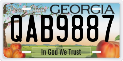 GA license plate QAB9887