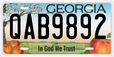 GA license plate QAB9892