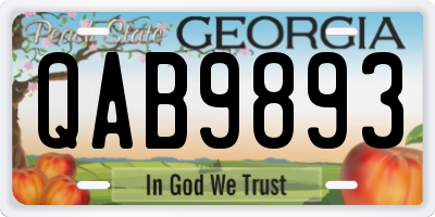 GA license plate QAB9893