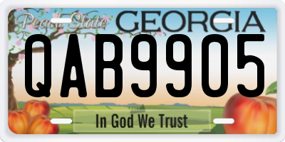GA license plate QAB9905