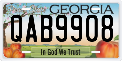 GA license plate QAB9908