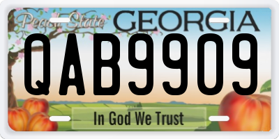 GA license plate QAB9909