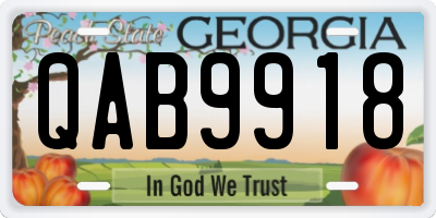 GA license plate QAB9918