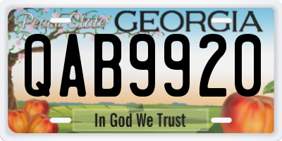 GA license plate QAB9920