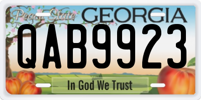 GA license plate QAB9923