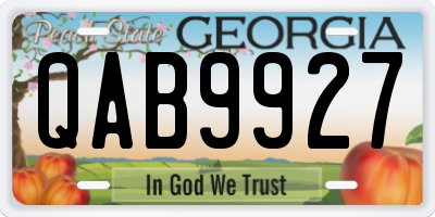 GA license plate QAB9927
