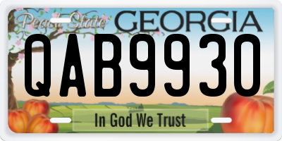 GA license plate QAB9930