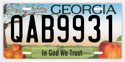 GA license plate QAB9931
