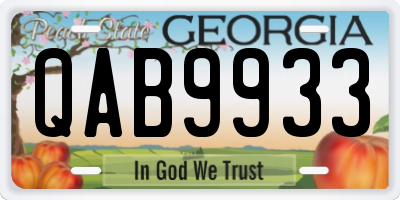 GA license plate QAB9933
