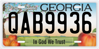 GA license plate QAB9936