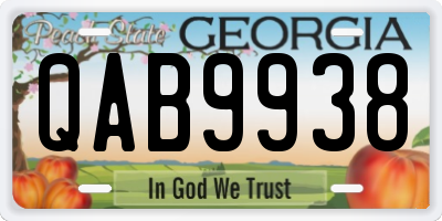 GA license plate QAB9938