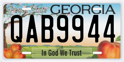 GA license plate QAB9944