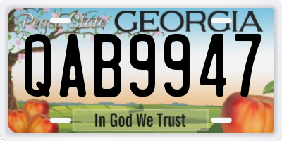 GA license plate QAB9947