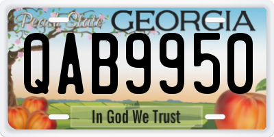 GA license plate QAB9950