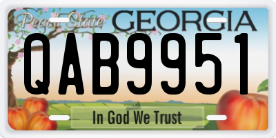 GA license plate QAB9951
