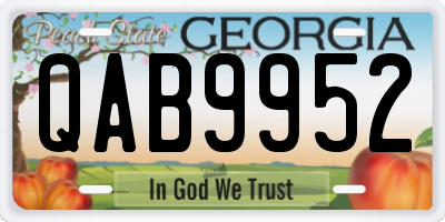 GA license plate QAB9952