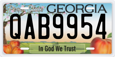 GA license plate QAB9954