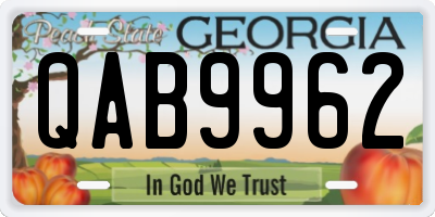 GA license plate QAB9962