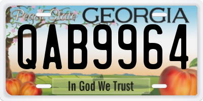 GA license plate QAB9964