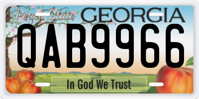 GA license plate QAB9966