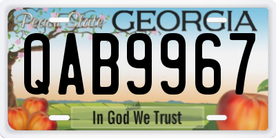 GA license plate QAB9967