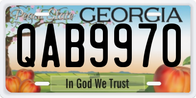 GA license plate QAB9970