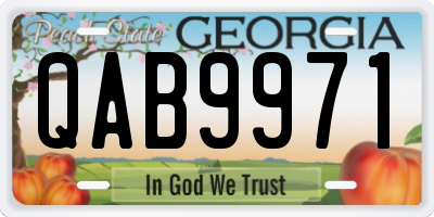 GA license plate QAB9971