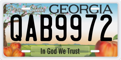 GA license plate QAB9972
