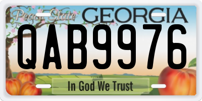 GA license plate QAB9976
