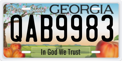 GA license plate QAB9983