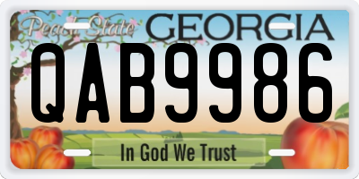 GA license plate QAB9986