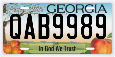 GA license plate QAB9989