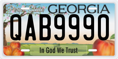 GA license plate QAB9990