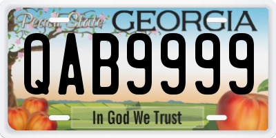 GA license plate QAB9999