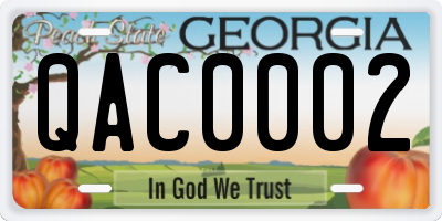 GA license plate QAC0002