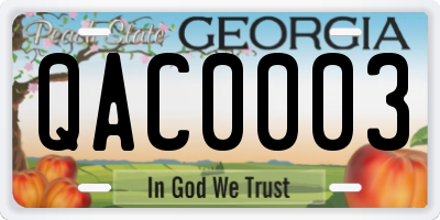 GA license plate QAC0003