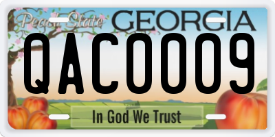 GA license plate QAC0009
