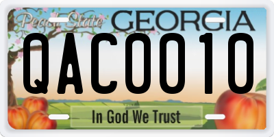 GA license plate QAC0010