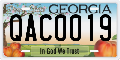 GA license plate QAC0019