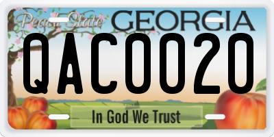 GA license plate QAC0020
