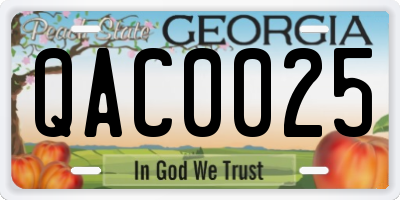 GA license plate QAC0025