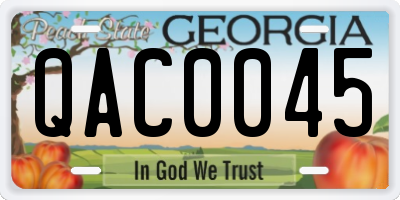 GA license plate QAC0045