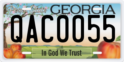 GA license plate QAC0055